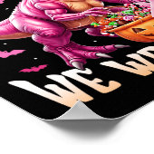 Dinosaurier im Oktober tragen wir rosa Brustkrebs Poster (Ecke)