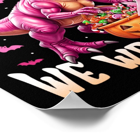 Dinosaurier im Oktober tragen wir rosa Brustkrebs  Poster (Ecke)