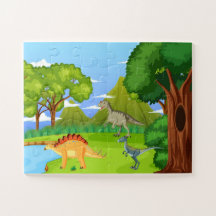 Dinosaurier im prähistorischen Wald Kinder Spaß