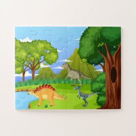 Dinosaurier im prähistorischen Wald Kinder Spaß Puzzle