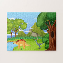 Dinosaurier im prähistorischen Wald Kinder Spaß Puzzle