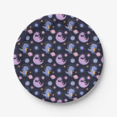 Dinosaurier im Weltraummuster Pappteller (Vorderseite)