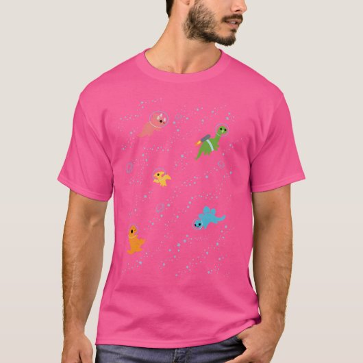 Dinosaurier im Weltraummuster T-Shirt (Vorderseite)