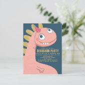 Dinosaurier Imitate Gold Pink Spaß Niedliche Girl  Einladungspostkarte (Stehend Vorderseite)