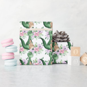 Dinosaurier in Blume Jungen Mädchen Themenparty Geschenkpapier