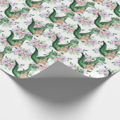 Dinosaurier in Blume Jungen Mädchen Themenparty Geschenkpapier (Ecke)