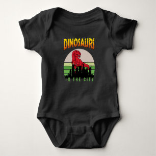 Dinosaurier in der Stadt   Dinosaurier-Design Baby Strampler