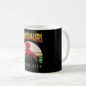 Dinosaurier in der Stadt | Dinosaurier-Design Kaffeetasse (VorderseiteRechts)