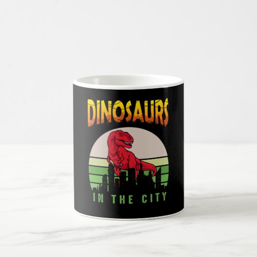 Dinosaurier in der Stadt | Dinosaurier-Design Kaffeetasse (Mittel)