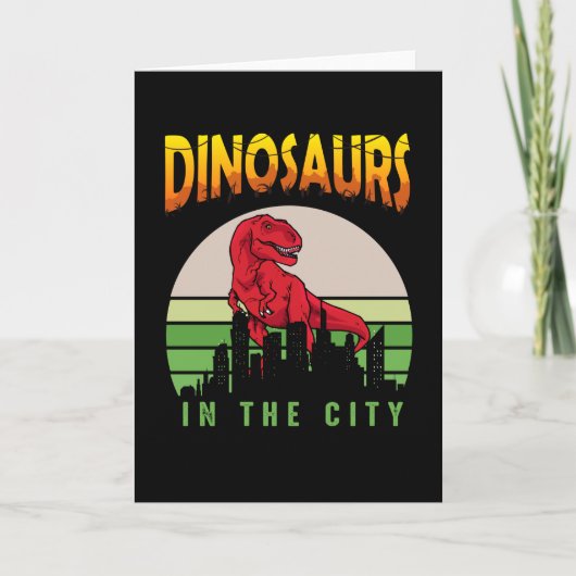 Dinosaurier in der Stadt | Dinosaurier-Design Karte (Vorderseite)