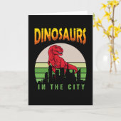 Dinosaurier in der Stadt | Dinosaurier-Design Karte (Gelbe Blume)