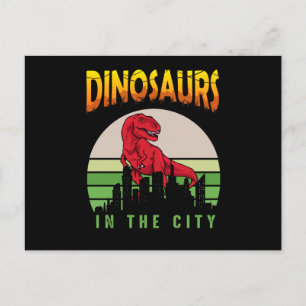 Dinosaurier in der Stadt Dinosaurier-Design Postkarte