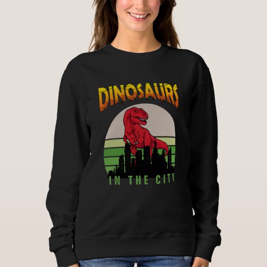 Dinosaurier in der Stadt | Dinosaurier-Design Sweatshirt (Vorderseite)