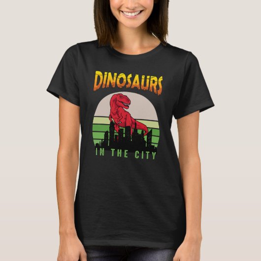 Dinosaurier in der Stadt | Dinosaurier-Design T-Shirt (Vorderseite)
