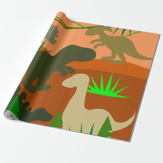 Dinosaurier in der Wildnis Geschenkpapier (Ungerollt)