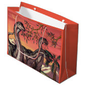 Dinosaurier in Dusk Große Geschenktüte (Vorderseite Schrägansicht)