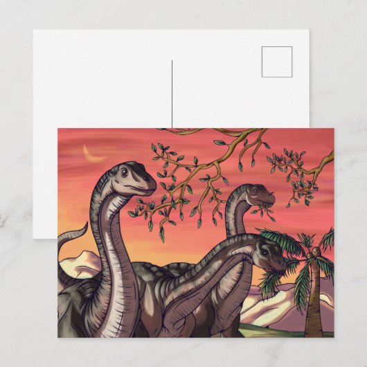 Dinosaurier in Dusk Postkarte (Vorne/Hinten)