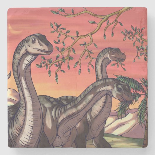 Dinosaurier in Dusk Steinuntersetzer (Vorderseite)