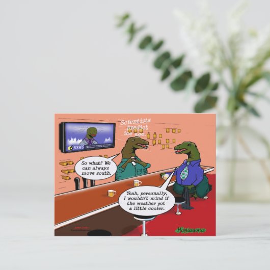 Dinosaurier in einer Bar Postkarte (Stehend Vorderseite)