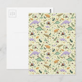 Dinosaurier in Gelb Postkarte (Vorne/Hinten)