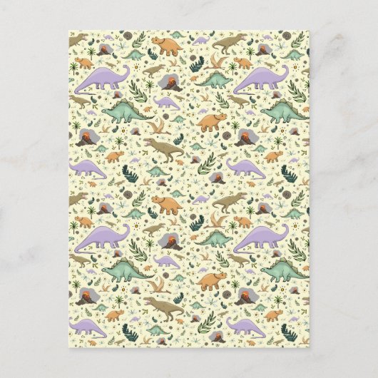Dinosaurier in Gelb Postkarte (Vorderseite)