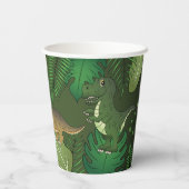 Dinosaurier in Jungle Green Personalizable Geburts Pappbecher (Rückseite)