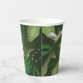 Dinosaurier in Jungle Green Personalizable Geburts Pappbecher (Rechts)