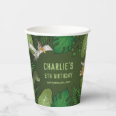 Dinosaurier in Jungle Green Personalizable Geburts Pappbecher (Vorderseite)