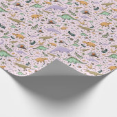Dinosaurier in Rosa Geschenkpapier (Ecke)