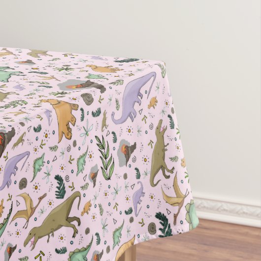 Dinosaurier in Rosa Tischdecke (Beispiel)