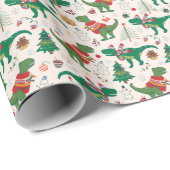 Dinosaurier in Sweaters Weihnachtsmuster Geschenkpapier (Rolleneckpunkt)