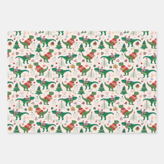 Dinosaurier in Sweaters Weihnachtsmuster Geschenkpapier Set (Vorderseite 2)