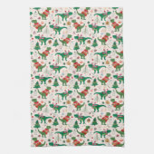 Dinosaurier in Sweaters Weihnachtsmuster Geschirrtuch (Vertikal)