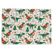 Dinosaurier in Sweaters Weihnachtsmuster Große Geschenktüte (Rückseite)