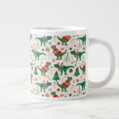 Dinosaurier in Sweaters Weihnachtsmuster Jumbo-Tasse (Rechts)