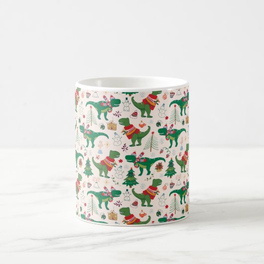 Dinosaurier in Sweaters Weihnachtsmuster Kaffeetasse (Mittel)