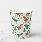Dinosaurier in Sweaters Weihnachtsmuster Pappbecher (Rückseite)