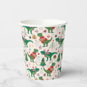 Dinosaurier in Sweaters Weihnachtsmuster Pappbecher (Links)