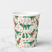 Dinosaurier in Sweaters Weihnachtsmuster Pappbecher (Rechts)