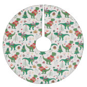 Dinosaurier in Sweaters Weihnachtsmuster Polyester Weihnachtsbaumdecke (Vorderseite)