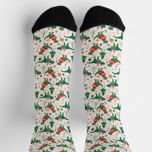 Dinosaurier in Sweaters Weihnachtsmuster Socken (Oben)