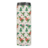 Dinosaurier in Sweaters Weihnachtsmuster Thermosbecher (Rückseite)
