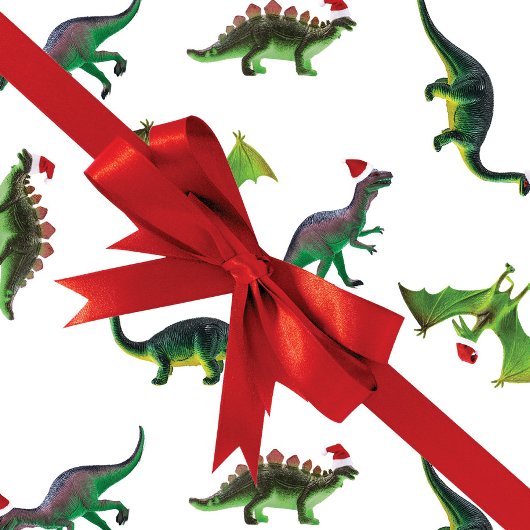 Dinosaurier in Weihnachtsmannmützen Geschenkpapier