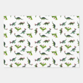 Dinosaurier in Weihnachtsmannmützen Umschlagpapier Geschenkpapier Set (Vorderseite 3)