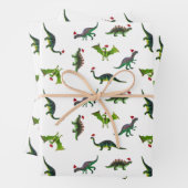 Dinosaurier in Weihnachtsmannmützen Umschlagpapier Geschenkpapier Set (Beispiel)
