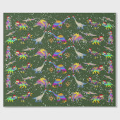 Dinosaurier in Weihnachtsmannmützen Weihnachten Geschenkpapier (Flach)