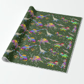 Dinosaurier in Weihnachtsmannmützen Weihnachten Geschenkpapier (Ungerollt)