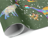 Dinosaurier in Weihnachtsmannmützen Weihnachten Geschenkpapier (Rolleneckpunkt)