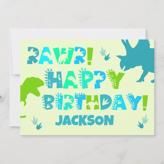 Dinosaurier-Individuelle Name und Textkid's Flat B Karte (Vorderseite)