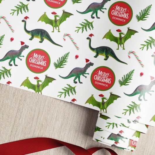 Dinosaurier Individuelle Name Weihnachten Geschenkpapier